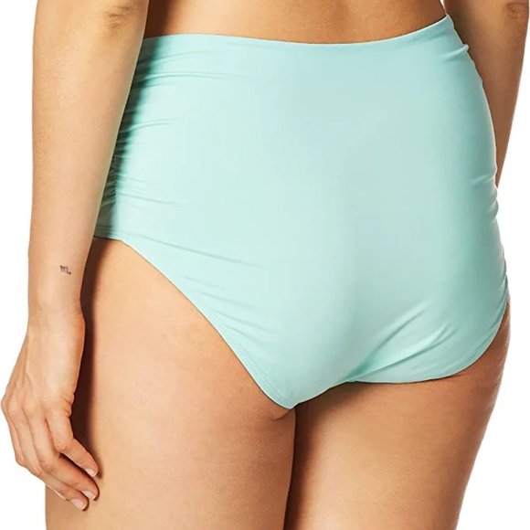 Anne Cole - MEDIUM - High Rise Shirred Sea Glass Turquoise Bikini Swim Bottom - Picture 3 of 4